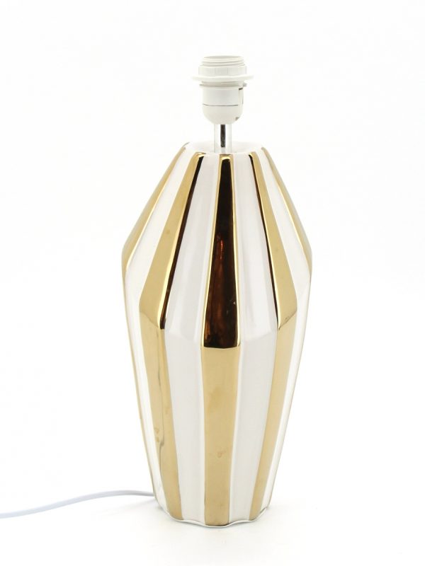 Luxury White Gold Stripped Ceramic Table Lamp