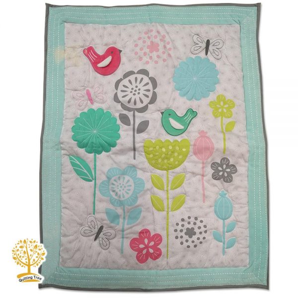 Floral turquoise green baby playmat cum comforter