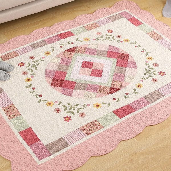 Pink and Ivory Floral Designer Rug