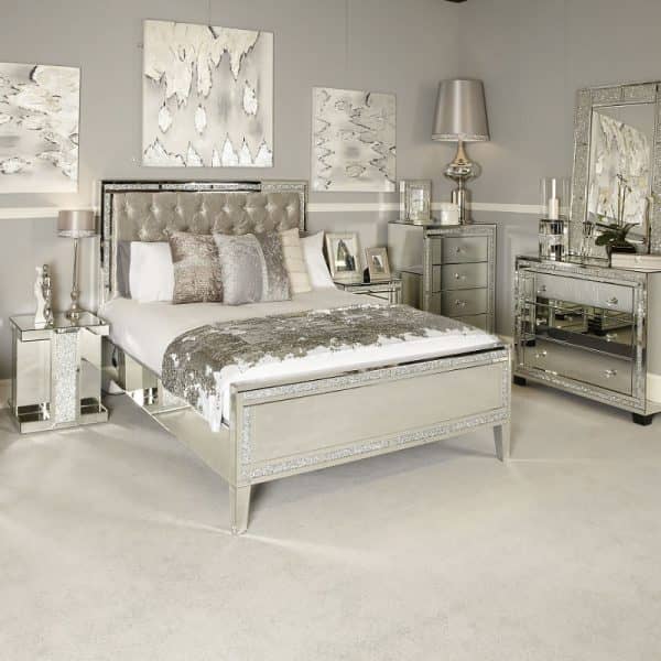 Diamond Glitz Mirrored King Size Bed