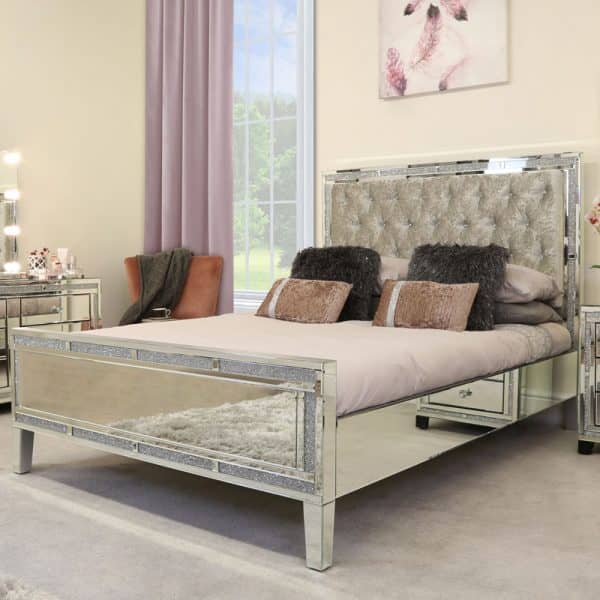 Diamond Glitz Mirrored King Size Bed