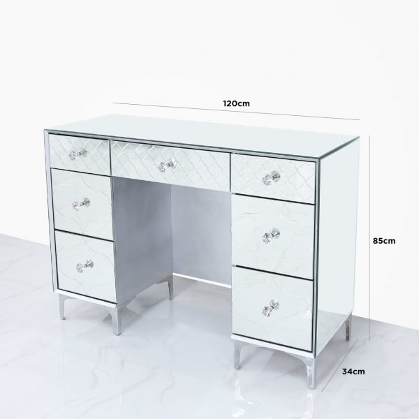 Venetian Mirrored Dressing Table with 7 Drawers