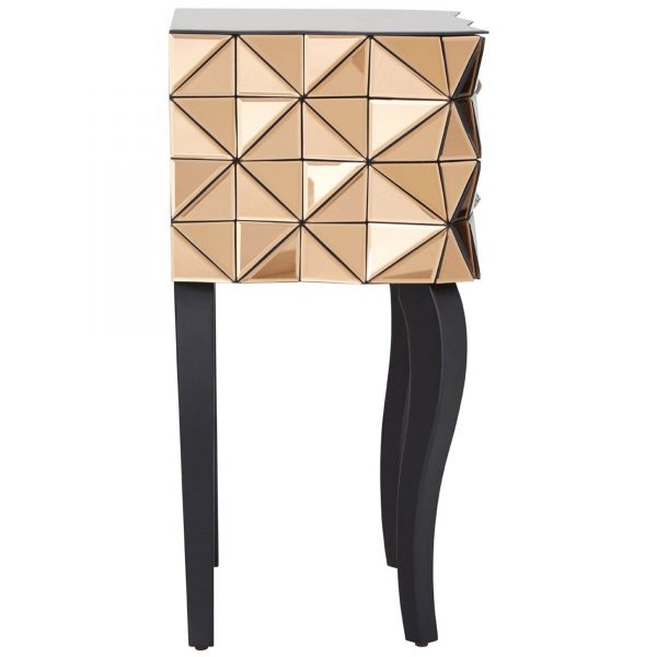 Venetian Mirror Rose Gold Bedside Table