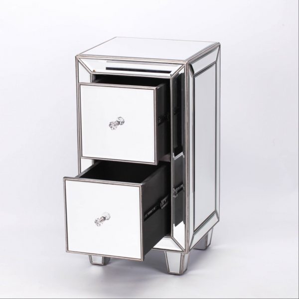 Compact Mirror Side Table with drawer