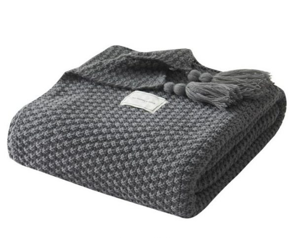 Grey Luxury Woollen Throw With Tassels