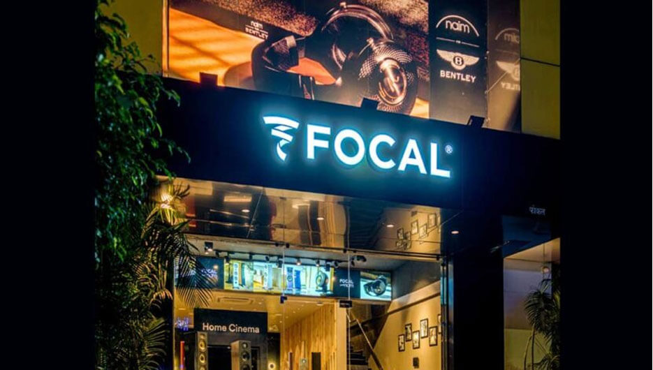 Focal Experience Center storefront and home cinema entrance in Pune